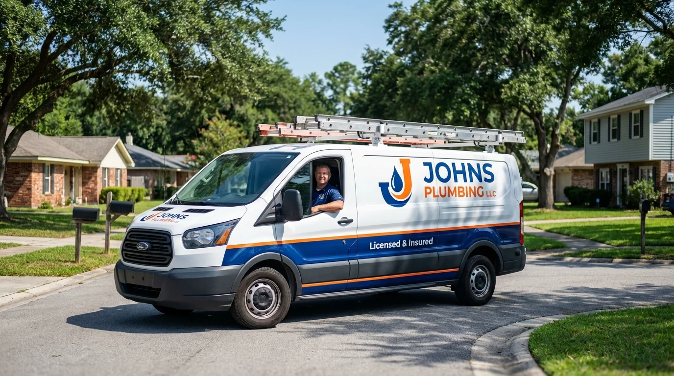 Johns Plumbing LLC service van in Martinsville, NJ