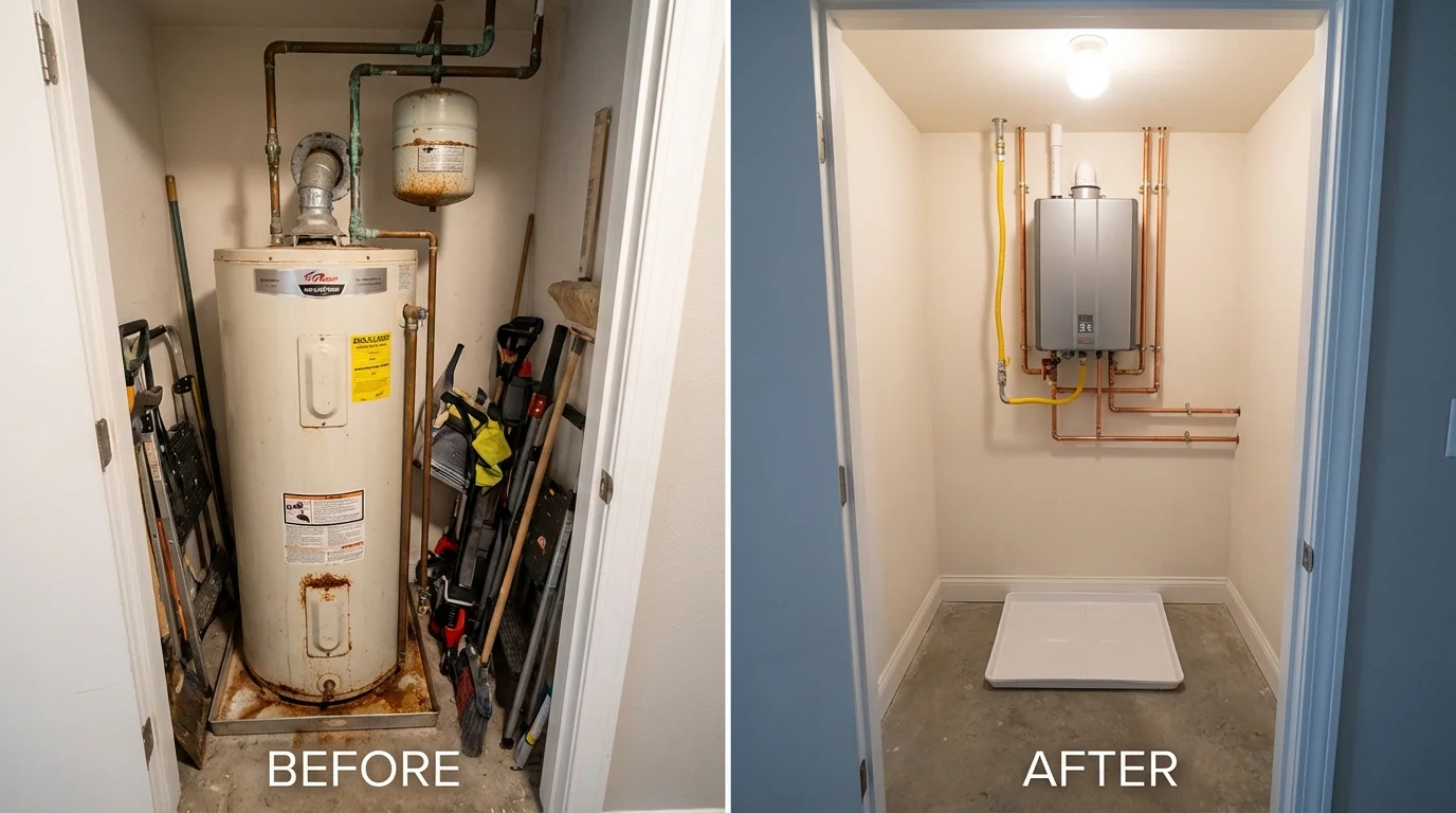 Tank water heater versus wall-mounted tankless unit comparison for Martinsville, NJ homeowners